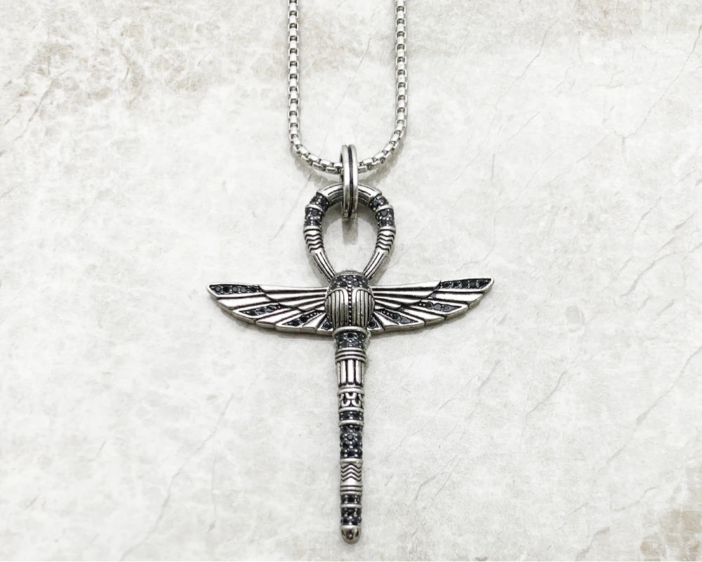 Cross of Life Ankh & Scarab Necklace