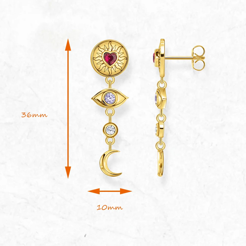 Gold Cosmic Talisman Drop Earrings