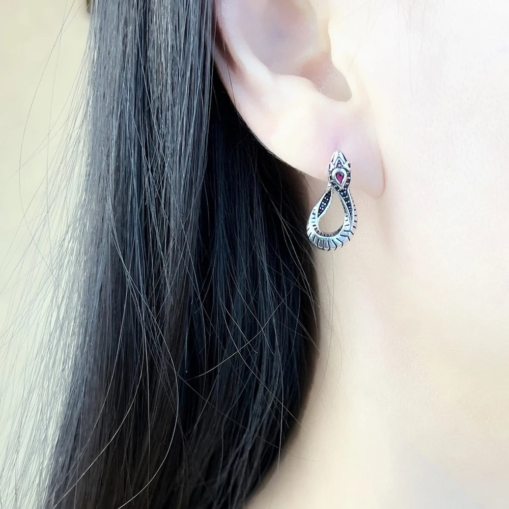 Silver Snake Hoop Earrings