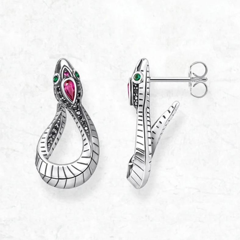 Silver Snake Hoop Earrings