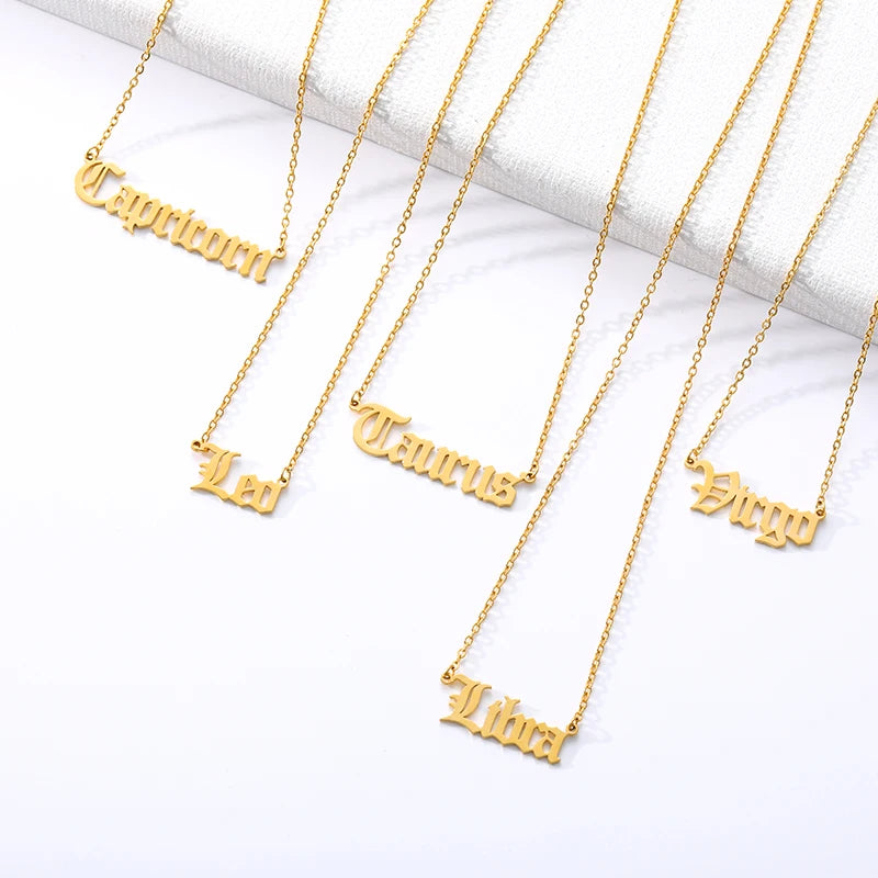 12 Zodiac Letter Constellations Necklace