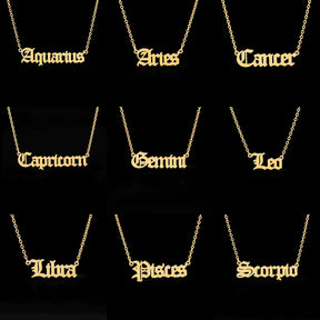 12 Zodiac Letter Constellations Necklace