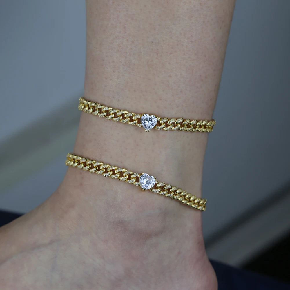 Heart chain anklet