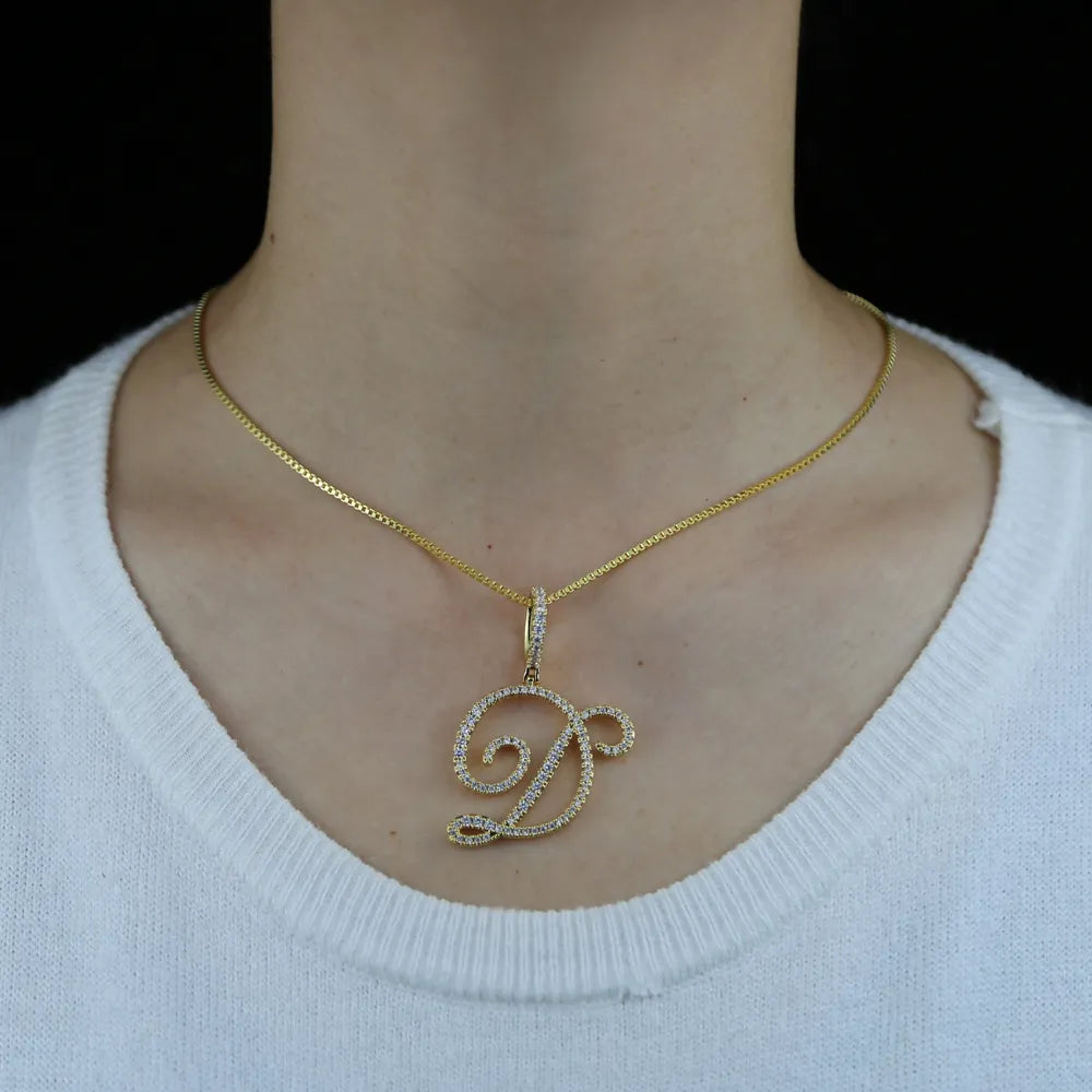 Cursive Initial Letter Pendant Necklace