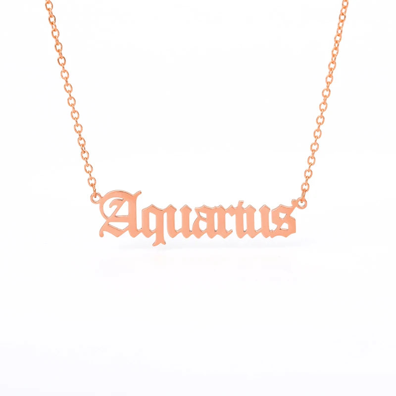 12 Zodiac Letter Constellations Necklace