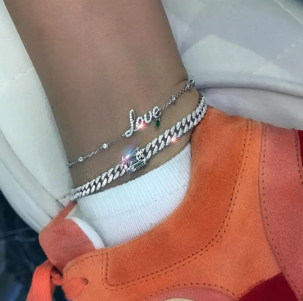 Heart chain anklet