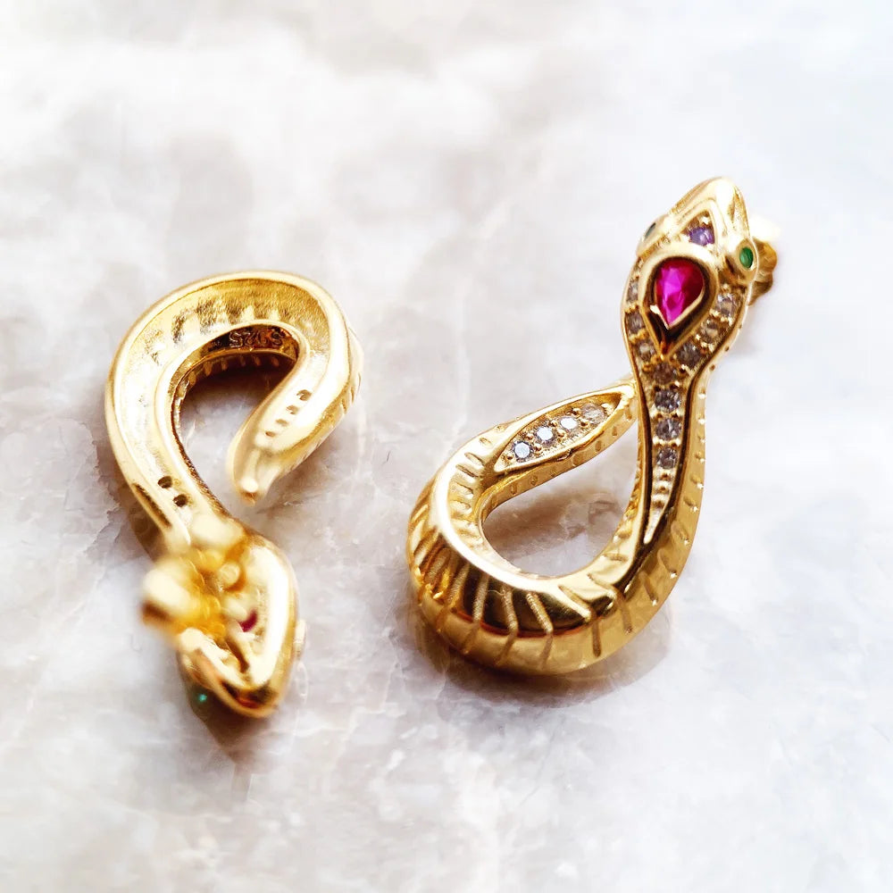 Gold Snake Hoop Earrings