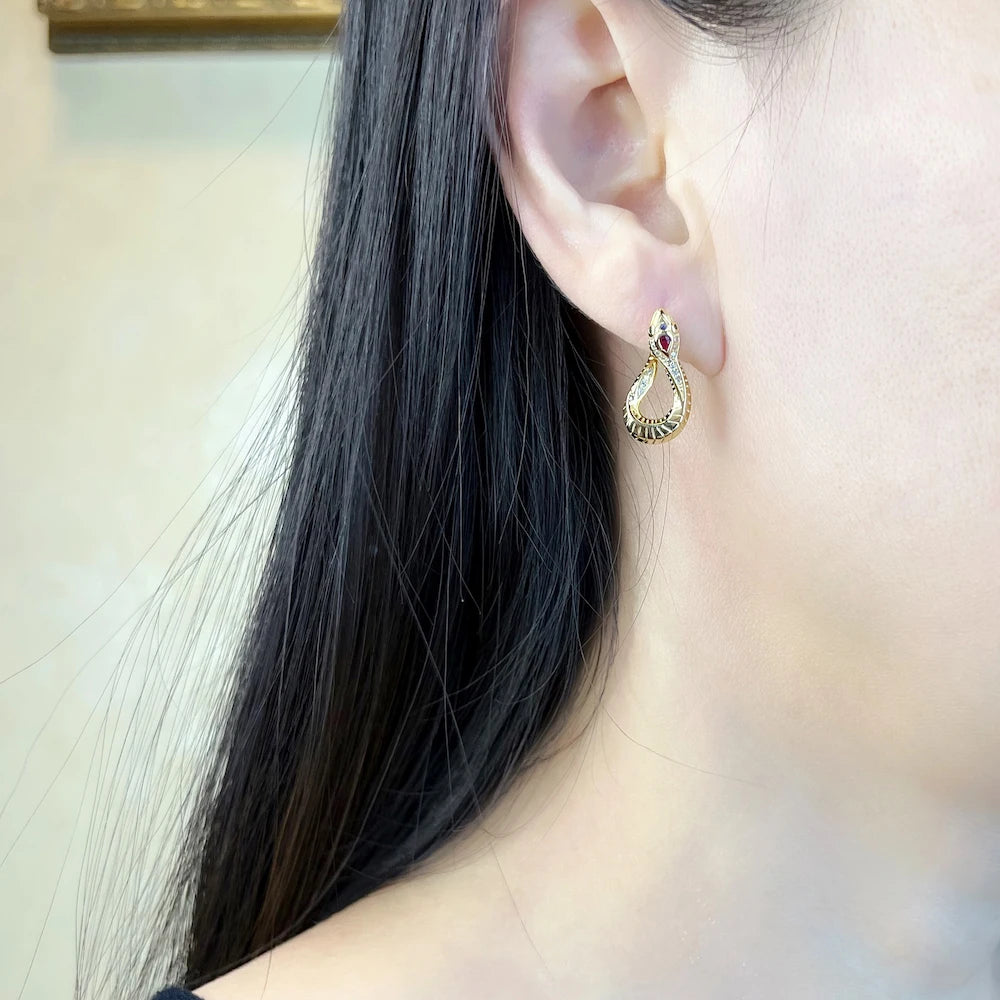 Gold Snake Hoop Earrings