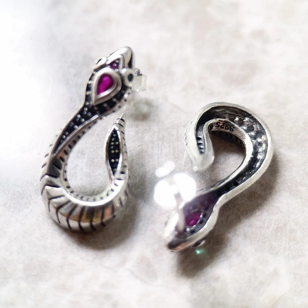 Silver Snake Hoop Earrings
